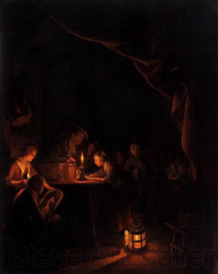 Gerard Dou The Night School. Norge oil painting art